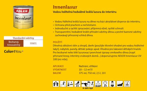 ADLER interierová lazura bezbarvy 2,5l