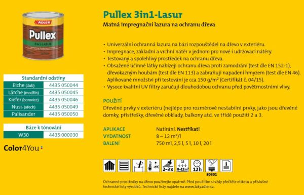 ADLER Pullex 3v1 lazura dub 0,75l