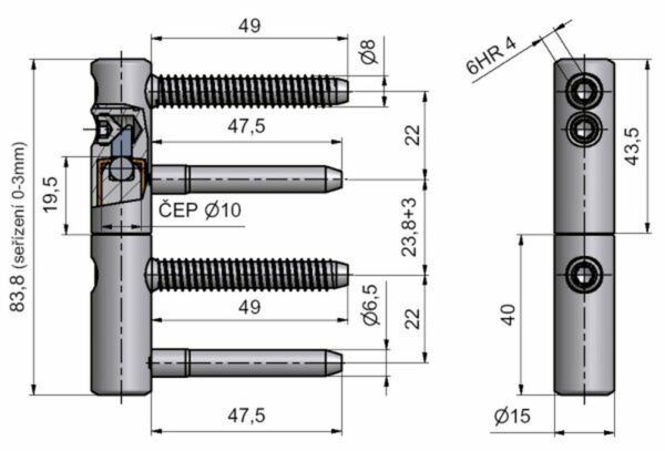 Závěs dver.trio 15DZ stribr 96365530