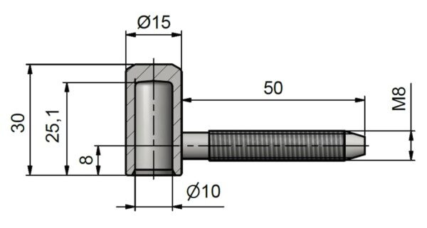 Závěs dver.60/10 VD M8 zluty 96060510