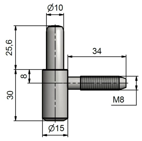 Závěs dver.60/10 SD M8 střibrný 96140530