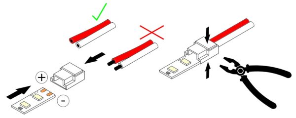 Konektor pro LED pásek 10mm a COB, rychlospojka LED/kabel, 12/24V, 5A, IP20